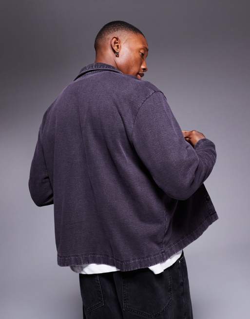 ASOS DESIGN jersey shacket in washed brown
