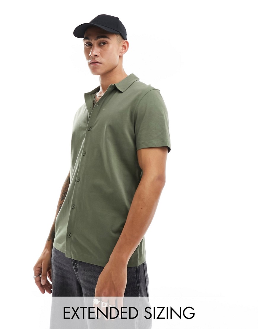 ASOS DESIGN jersey shirt in khaki-Green