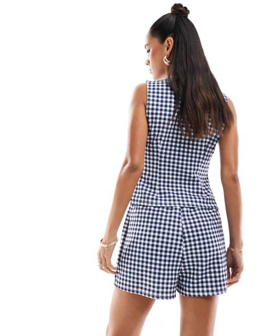 ASOS DESIGN jersey shorts co-ord in gingham print