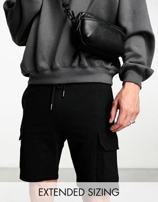 Asos Design Jersey Shorts With Cargo Pockets In Black