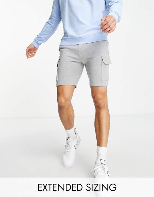ASOS DESIGN jersey shorts with cargo pockets in grey marl ASOS