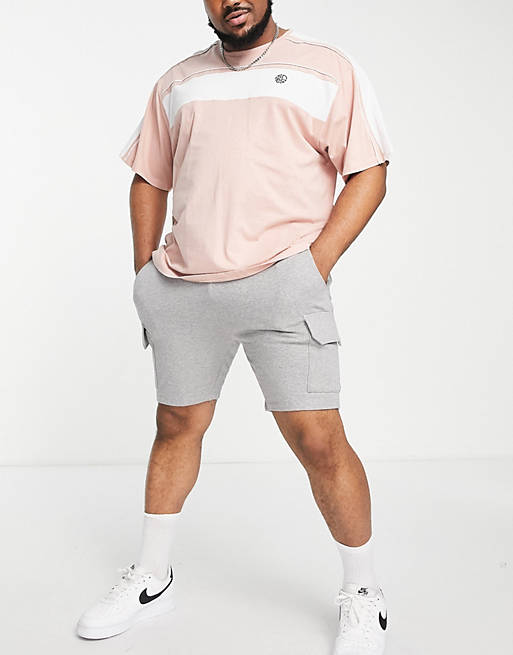 Mens Clothing Shorts Cargo shorts for Men BoohooMAN Oversized Man T-shirt And Cargo Short Set in Grey Marl Grey 