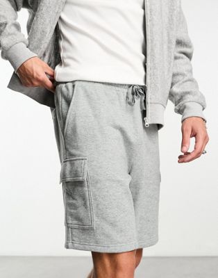 Asos Design Jersey Shorts With Cargo Pockets In Grey Marl-gray