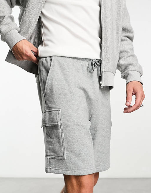 ASOS DESIGN jersey shorts with cargo pockets in grey marl | ASOS