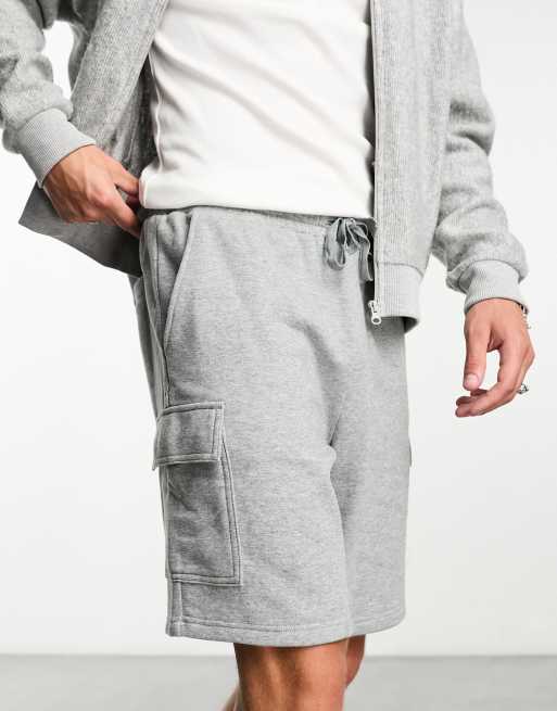 ASOS DESIGN jersey shorts with cargo pockets in grey marl