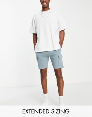 ASOS DESIGN jersey shorts with cargo pockets in grey