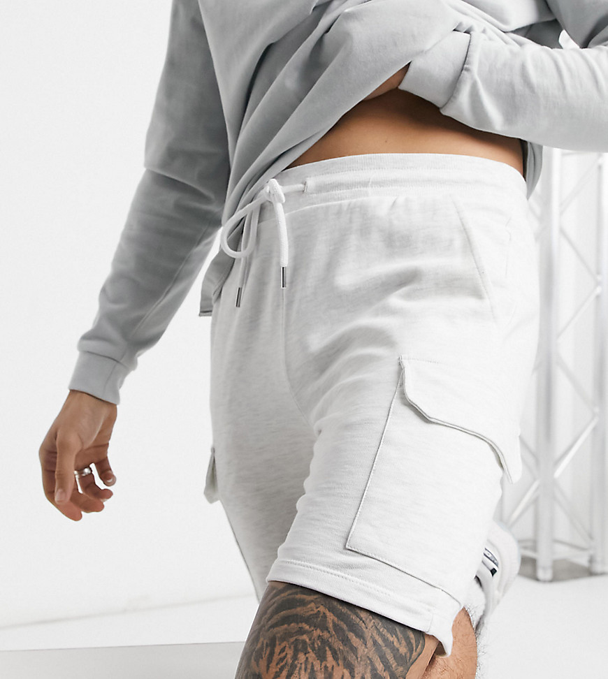 ASOS DESIGN jersey shorts with cargo pockets in white heather