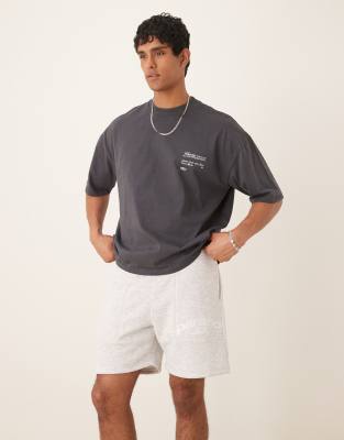 Asos Design Jersey Shorts With Print In Gray