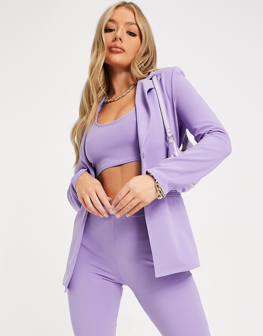 Asos Design Jersey Single Breasted Suit Blazer In Lilac-purple