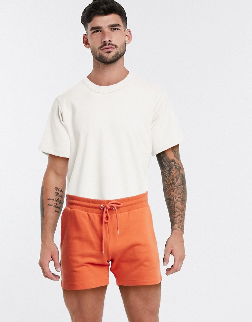 ASOS DESIGN - Jersey skinny short in oranje-Rood
