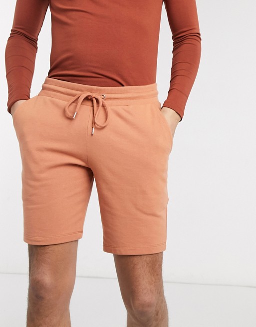 ASOS DESIGN jersey skinny shorts in brown
