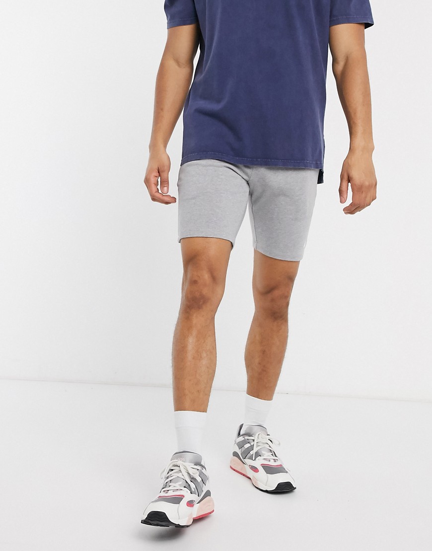 ASOS DESIGN jersey skinny shorts in grey marl with triangle