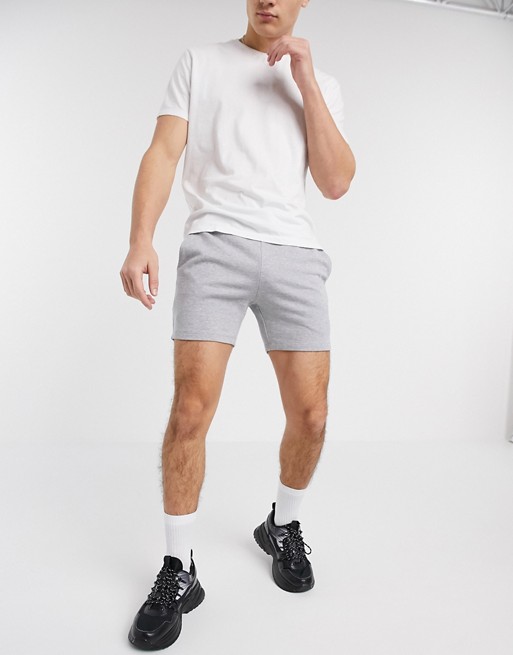 ASOS DESIGN jersey skinny shorts in shorter length in grey marl | ASOS