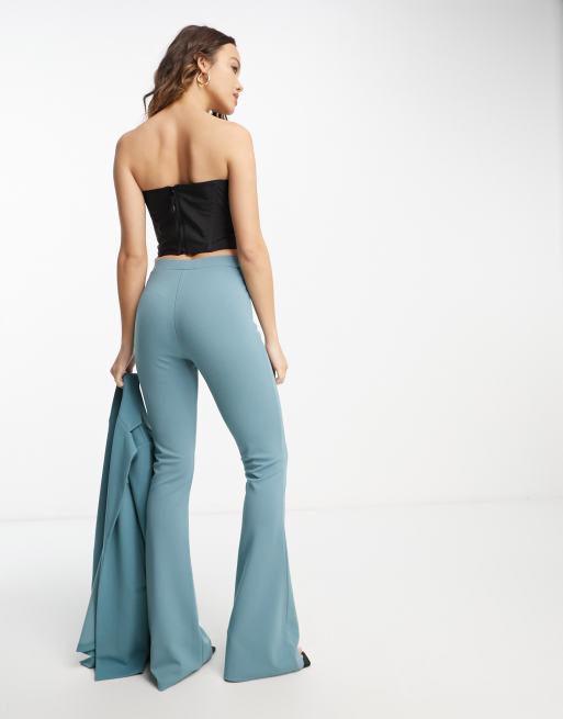 ASOS DESIGN jersey slim kick flare suit trouser in teal