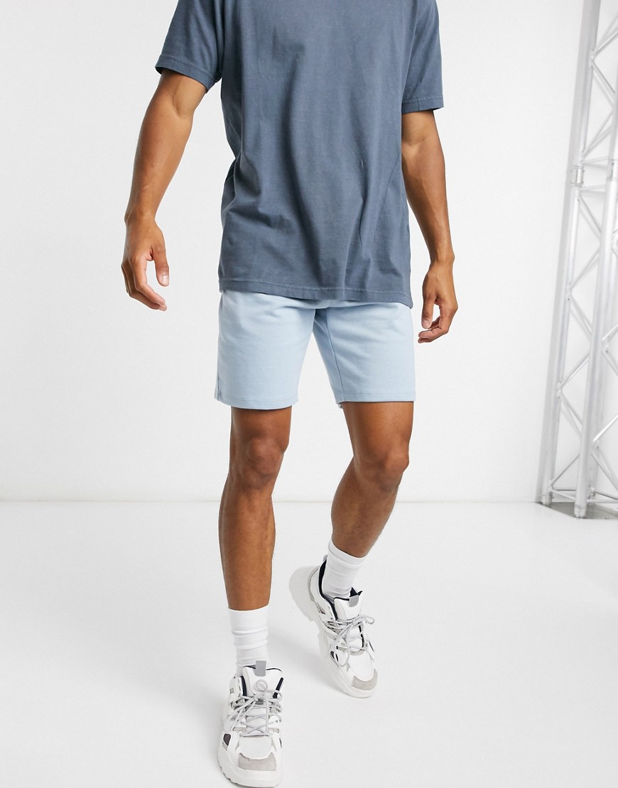 ASOS DESIGN jersey slim shorts in dusty blue