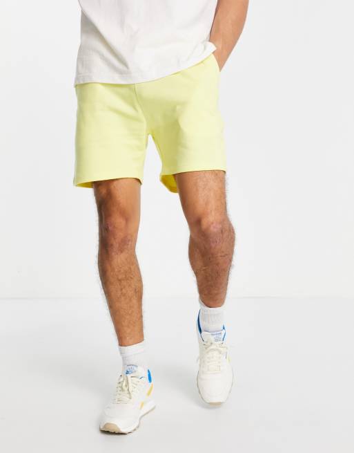 ASOS DESIGN jersey slim shorts shorter length in yellow | ASOS