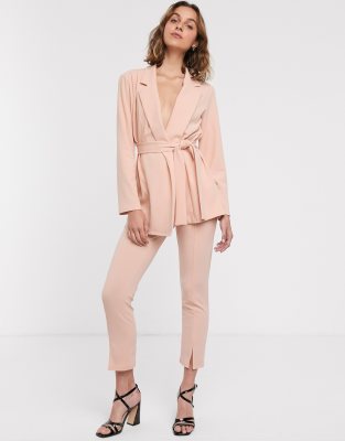 blush pant suit