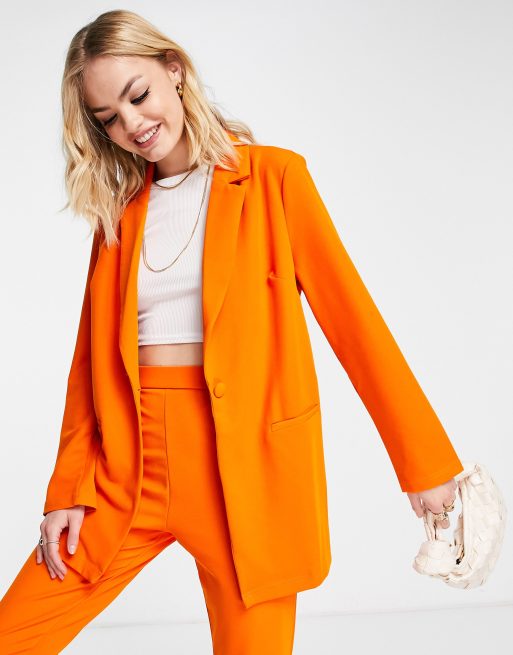 ASOS DESIGN jersey pop sculpted suit blazer in coral