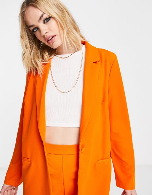 ASOS DESIGN jersey slouch suit blazer in orange