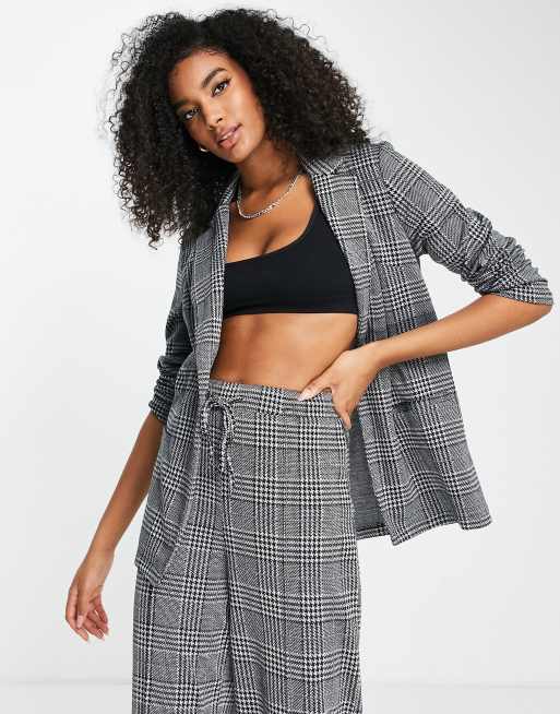 ASOS DESIGN jersey slouch suit blazer in prince of wales check | ASOS