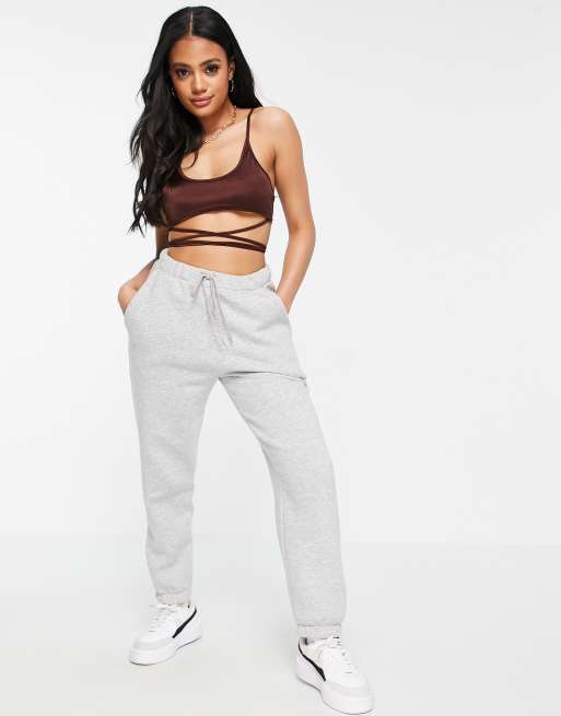 ASOS DESIGN jersey slouchy pj coordinating bra in chocolate