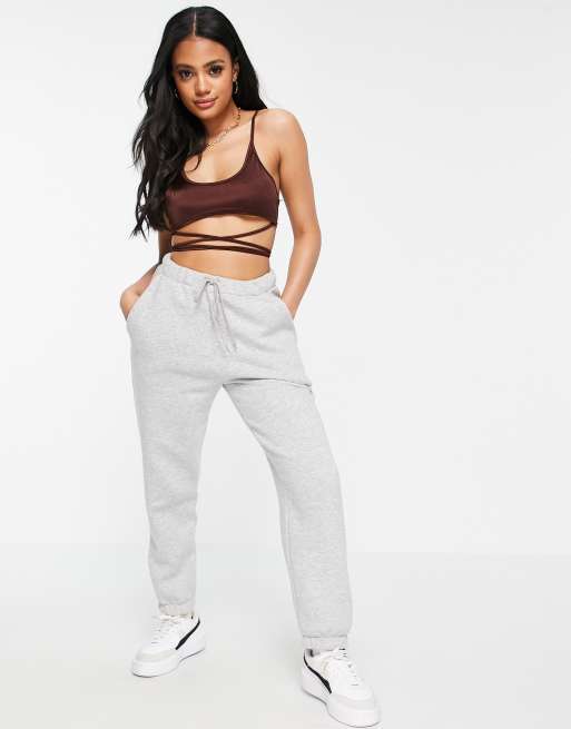 ASOS DESIGN jersey slouchy pj coordinating bra in chocolate | ASOS