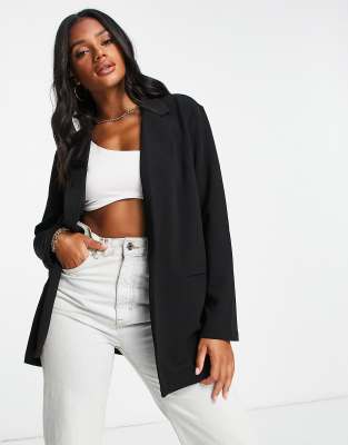 ASOS DESIGN JERSEY SLOUCHY SUIT BLAZER IN BLACK