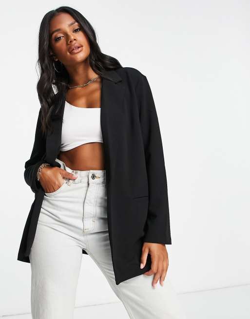 ASOS DESIGN jersey slouchy suit blazer in black | ASOS