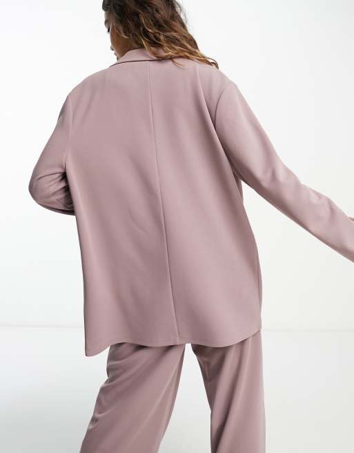 ASOS DESIGN jersey slouchy suit blazer in mink | ASOS