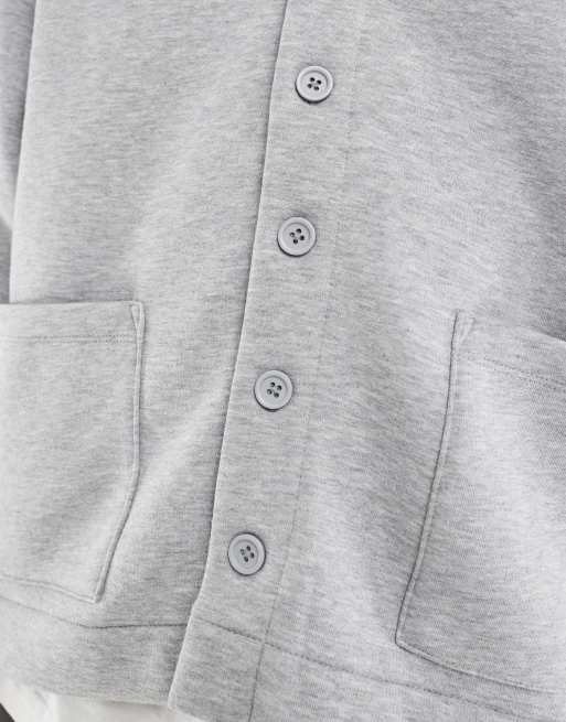 ASOS DESIGN – Jersey-Strickjacke in meliertem Grau mit Oversize-Schnitt, 4 von 4