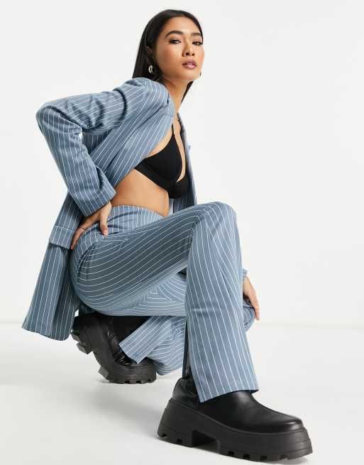 ASOS DESIGN jersey suit in blue pinstripe