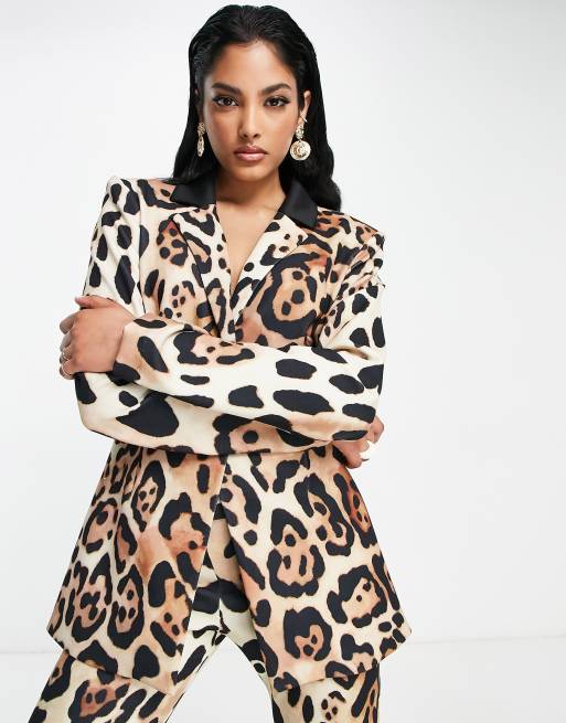 Leopard print womens on sale blazer