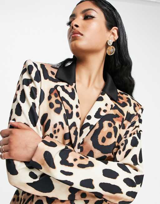 Long leopard hot sale print blazer