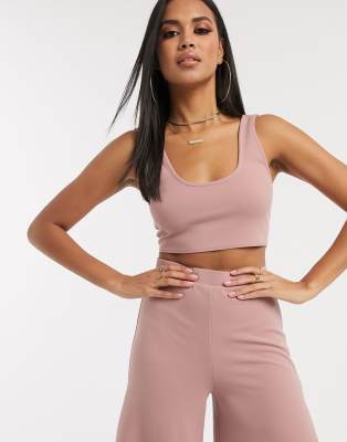 asos pink crop top