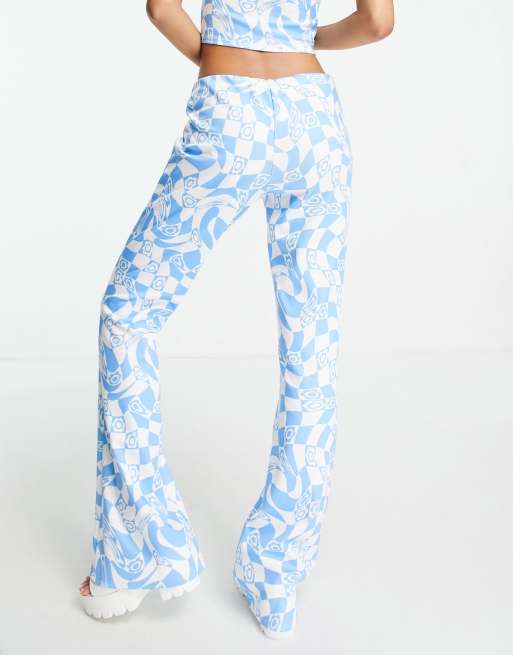 ASOS DESIGN kick flare pants in blue floral print