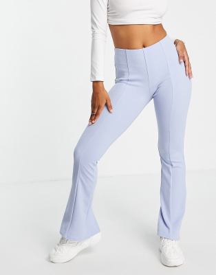 flare pants blue and white