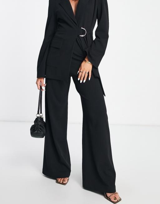 WIDE LEG SUITING TROUSER PANTS in Black