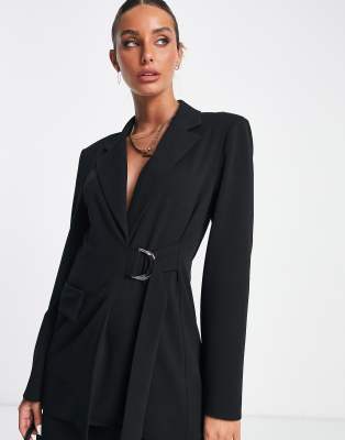 Topshop Ponte Jersey Blazer in Black