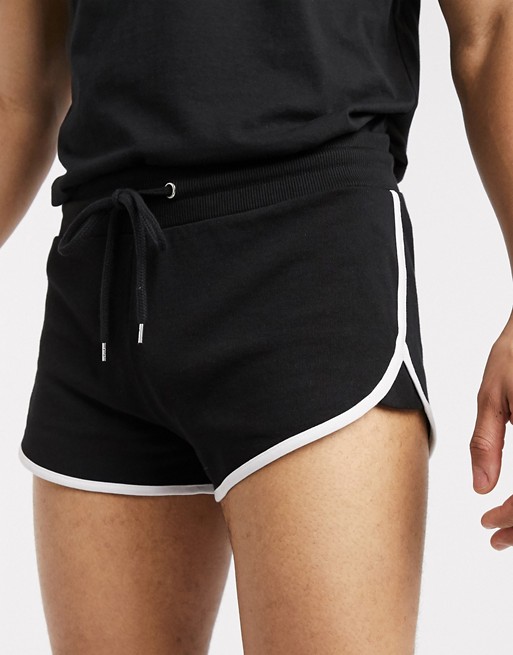ASOS DESIGN jersey super short runner shorts in black