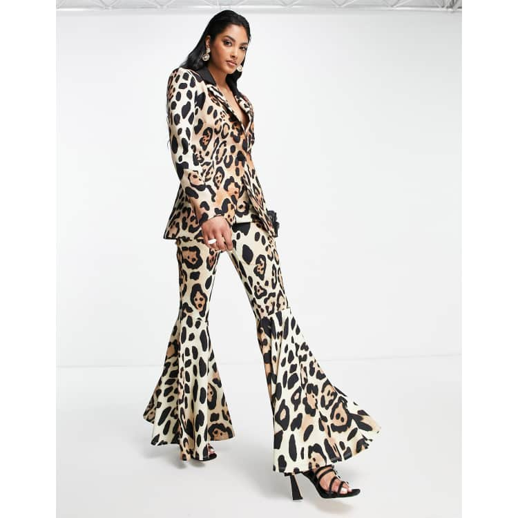 ASOS DESIGN two-piece flare pants in dark tiger print