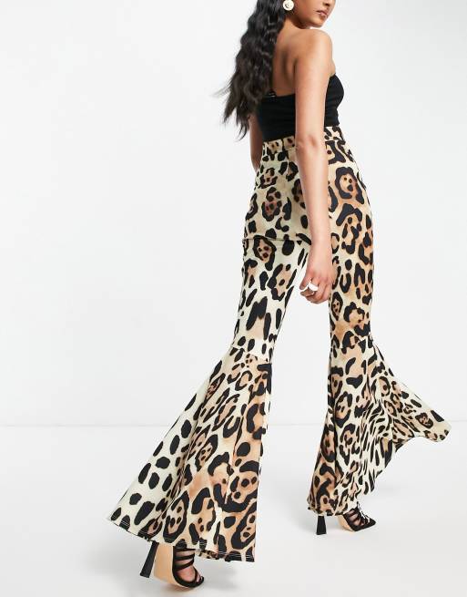 ASOS DESIGN jersey superflare suit trouser in leopard print