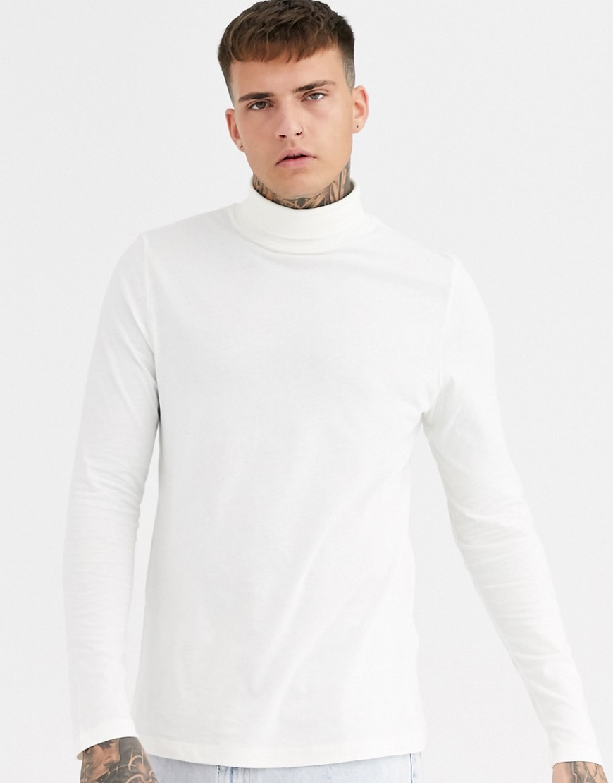 ASOS DESIGN - Jersey T-shirt met col in gebroken wit
