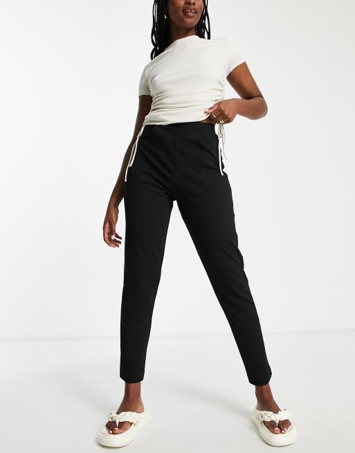 ASOS DESIGN jersey tapered suit pants in black