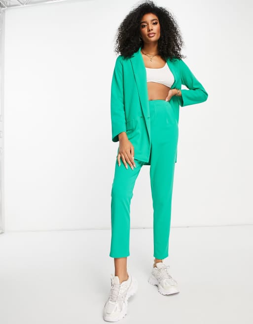 ASOS DESIGN jersey tapered suit pants in bright emerald green