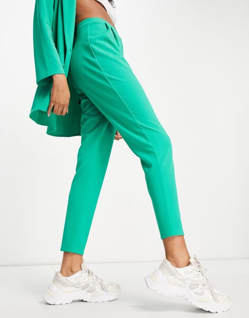 ASOS DESIGN jersey tapered suit pants in bright emerald green