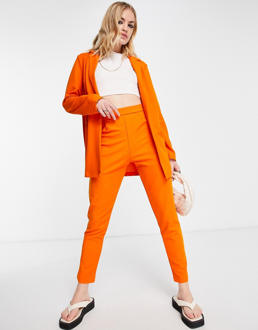 ASOS DESIGN jersey tapered suit pants in orange-No color