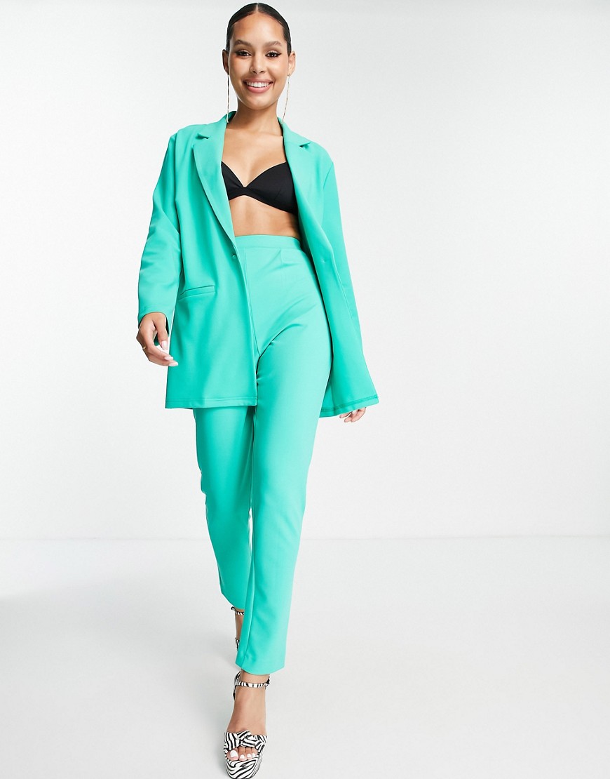 ASOS DESIGN jersey tapered suit trousers in green