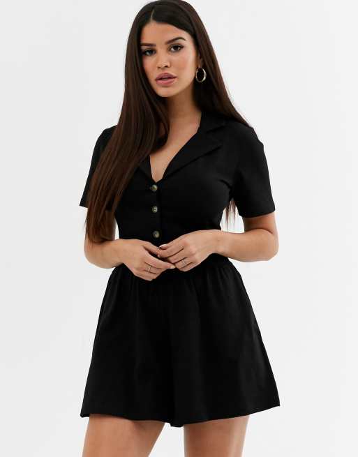 She's Unstoppable Tiered Tie-Waist Long Sleeve Romper (Black)