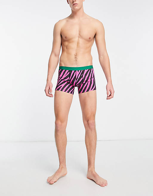 ASOS DESIGN trunks with contrast waistband in black