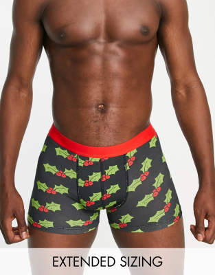 Christmas Holly Print Boxers